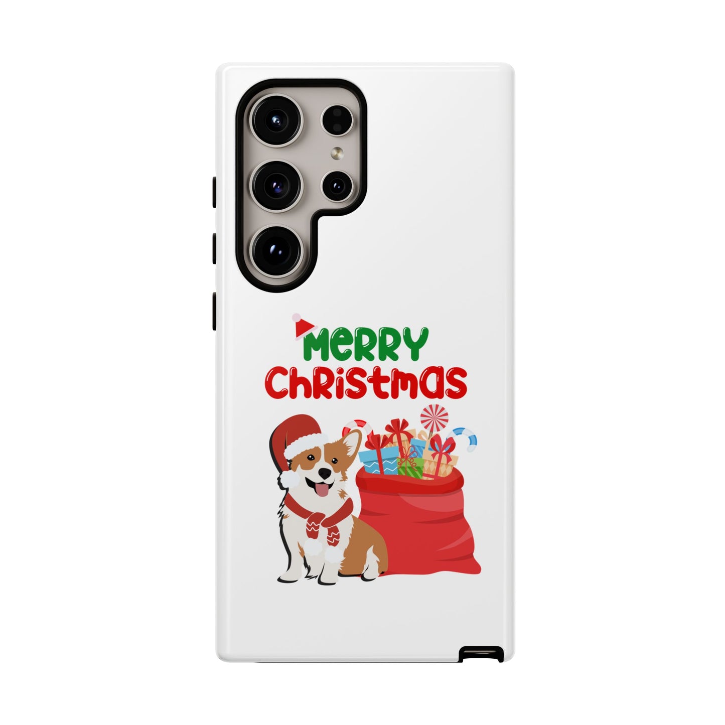 Phone Case Dog Santa Merry Christmas in White Phone Case