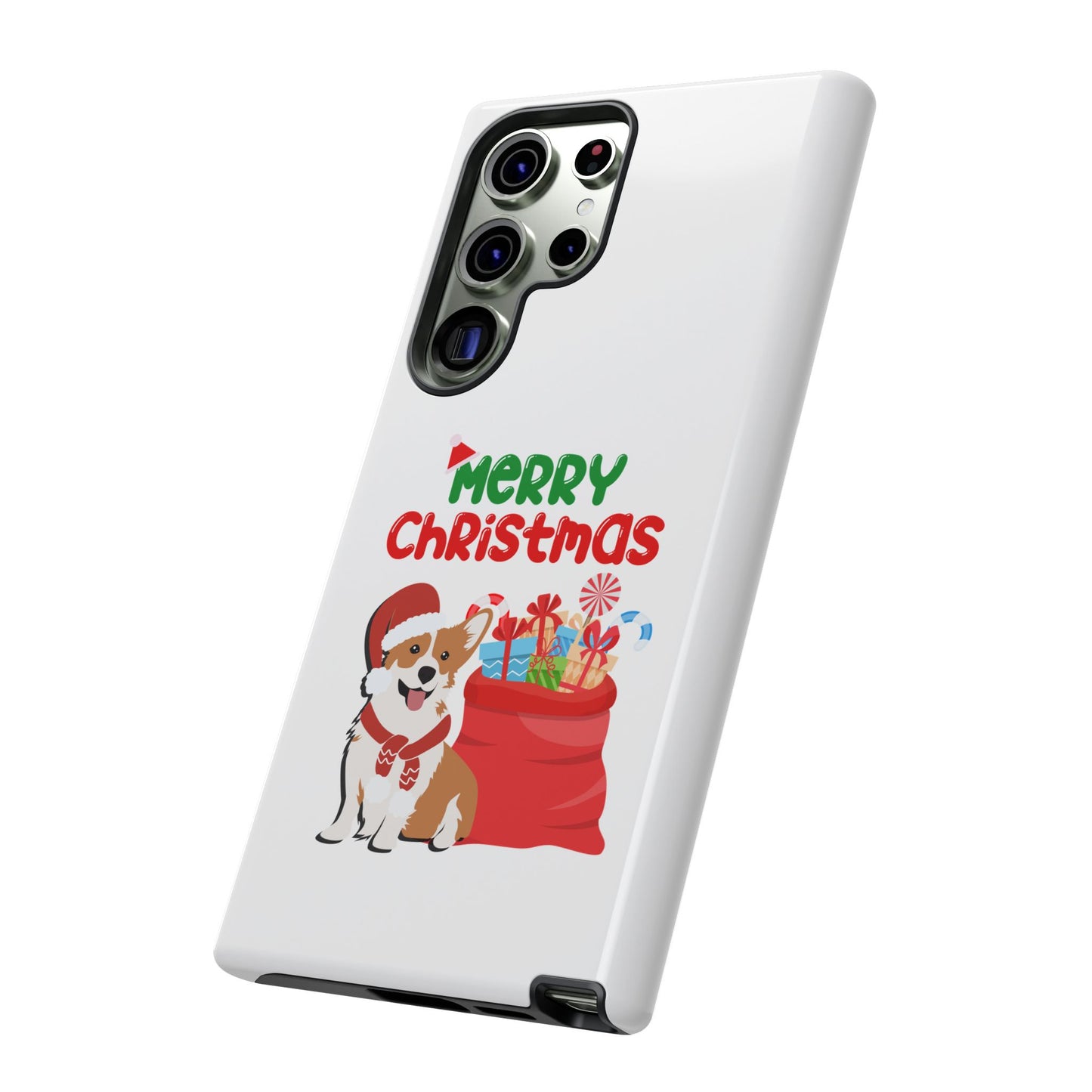 Phone Case Dog Santa Merry Christmas in White Phone Case