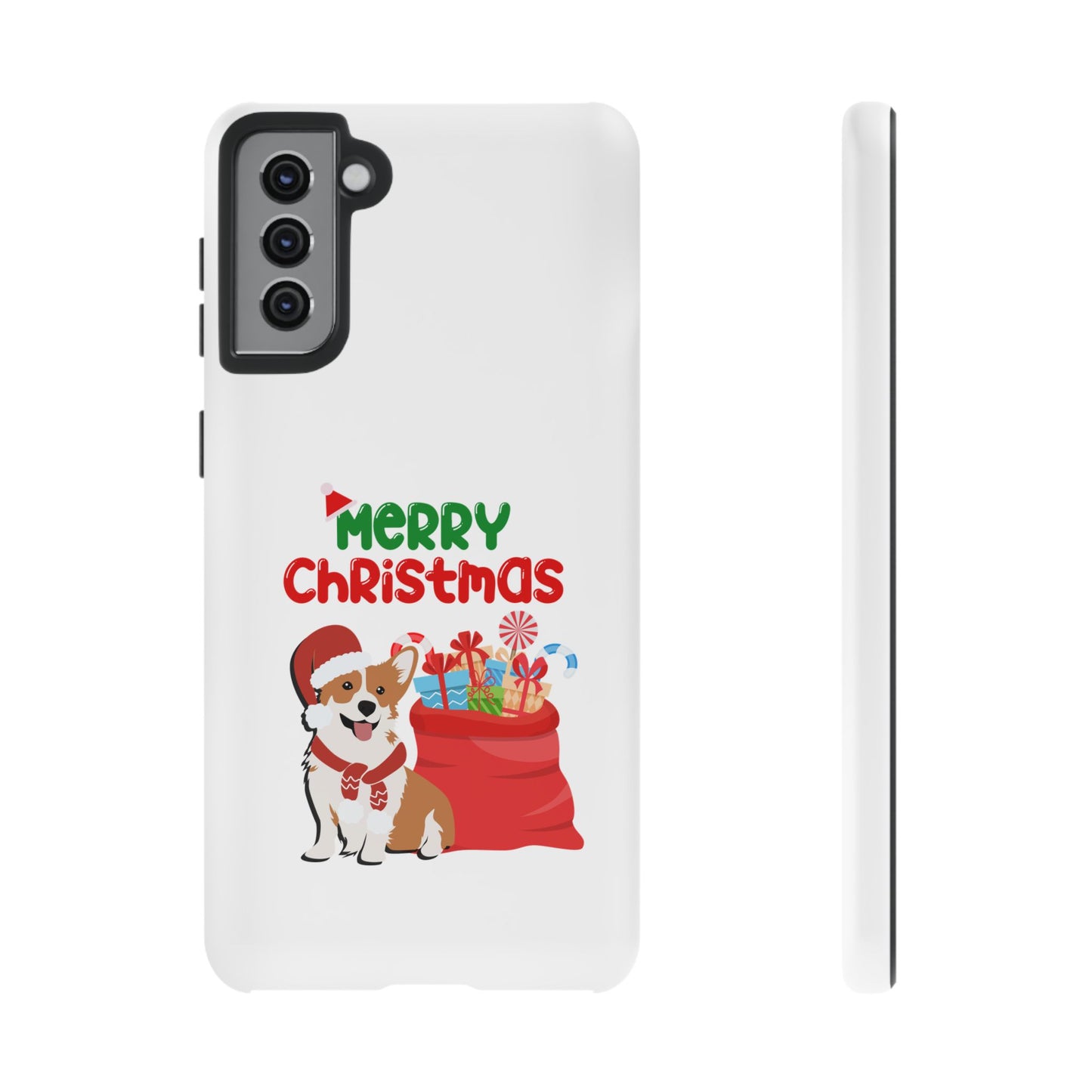 Phone Case Dog Santa Merry Christmas in White Phone Case