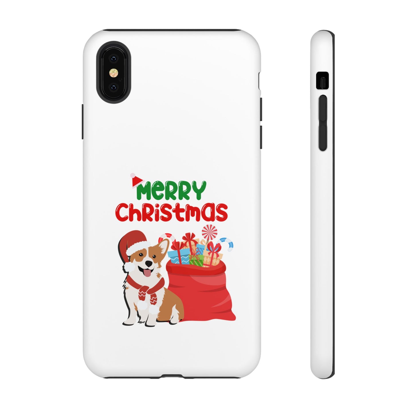 Phone Case Dog Santa Merry Christmas in White Phone Case