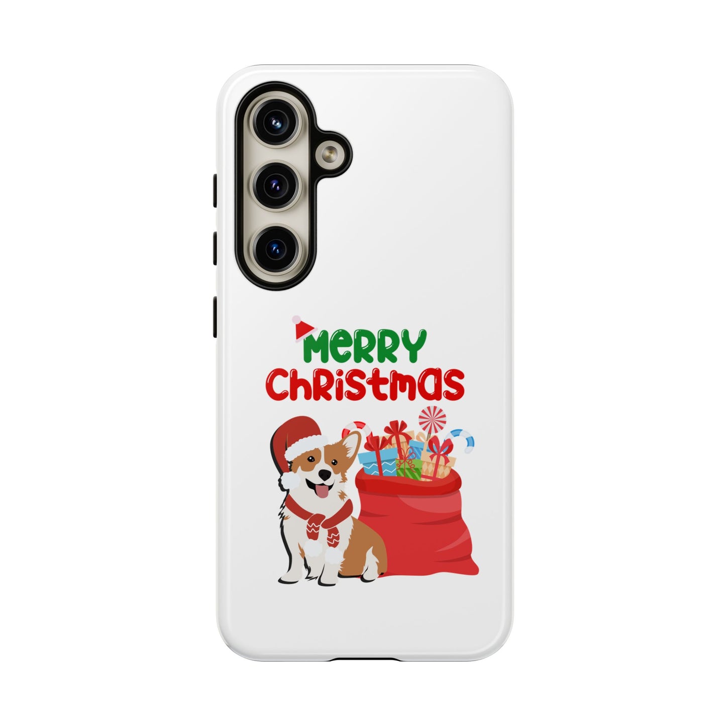 Phone Case Dog Santa Merry Christmas in White Phone Case