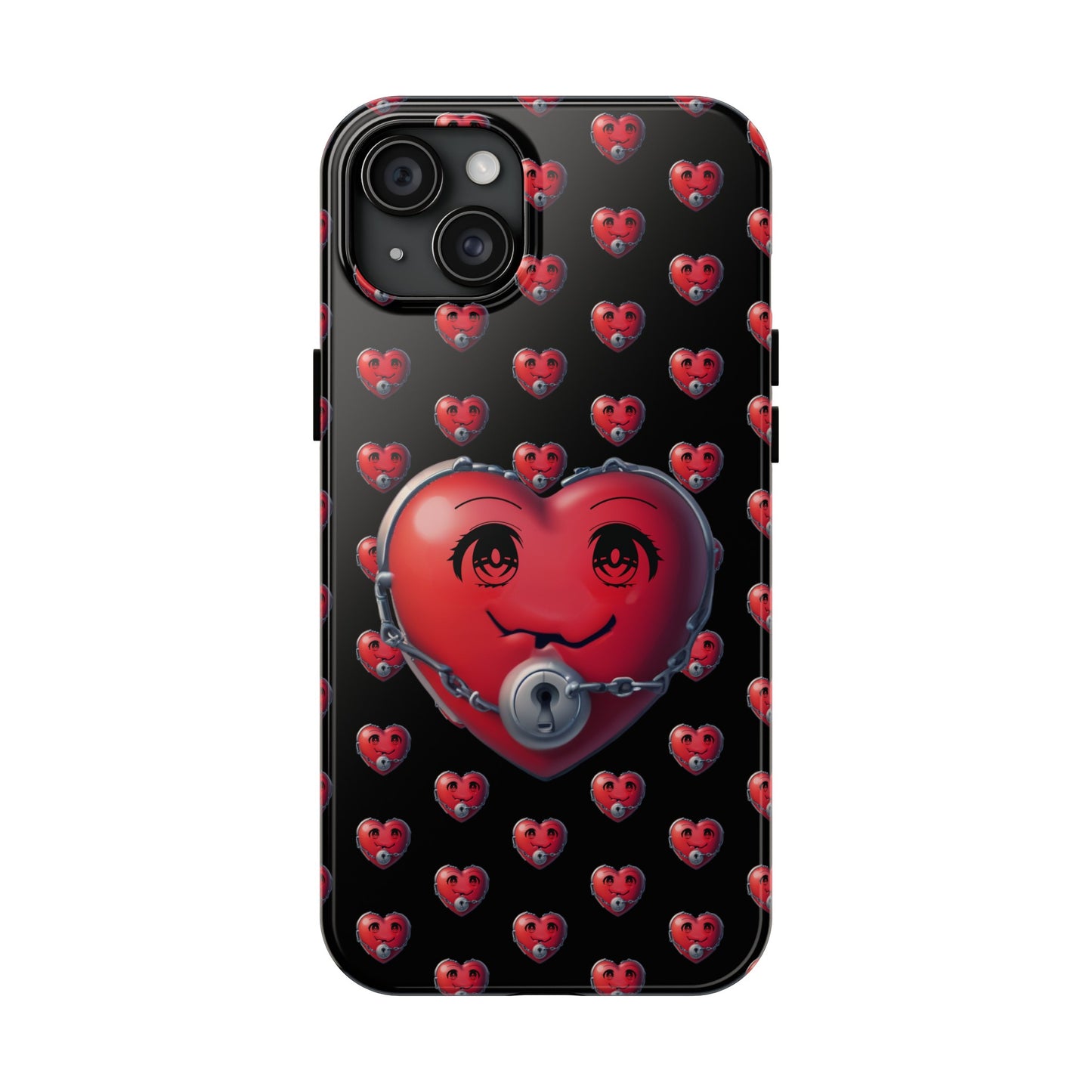 iPhone Case Locked Heart Design, Locked DownTough Phone Cases Android and iPhone, iPhone 15 Pro, Samsung Galaxy,