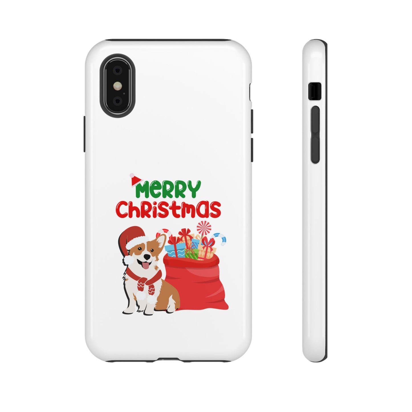 Phone Case Dog Santa Merry Christmas in White Phone Case