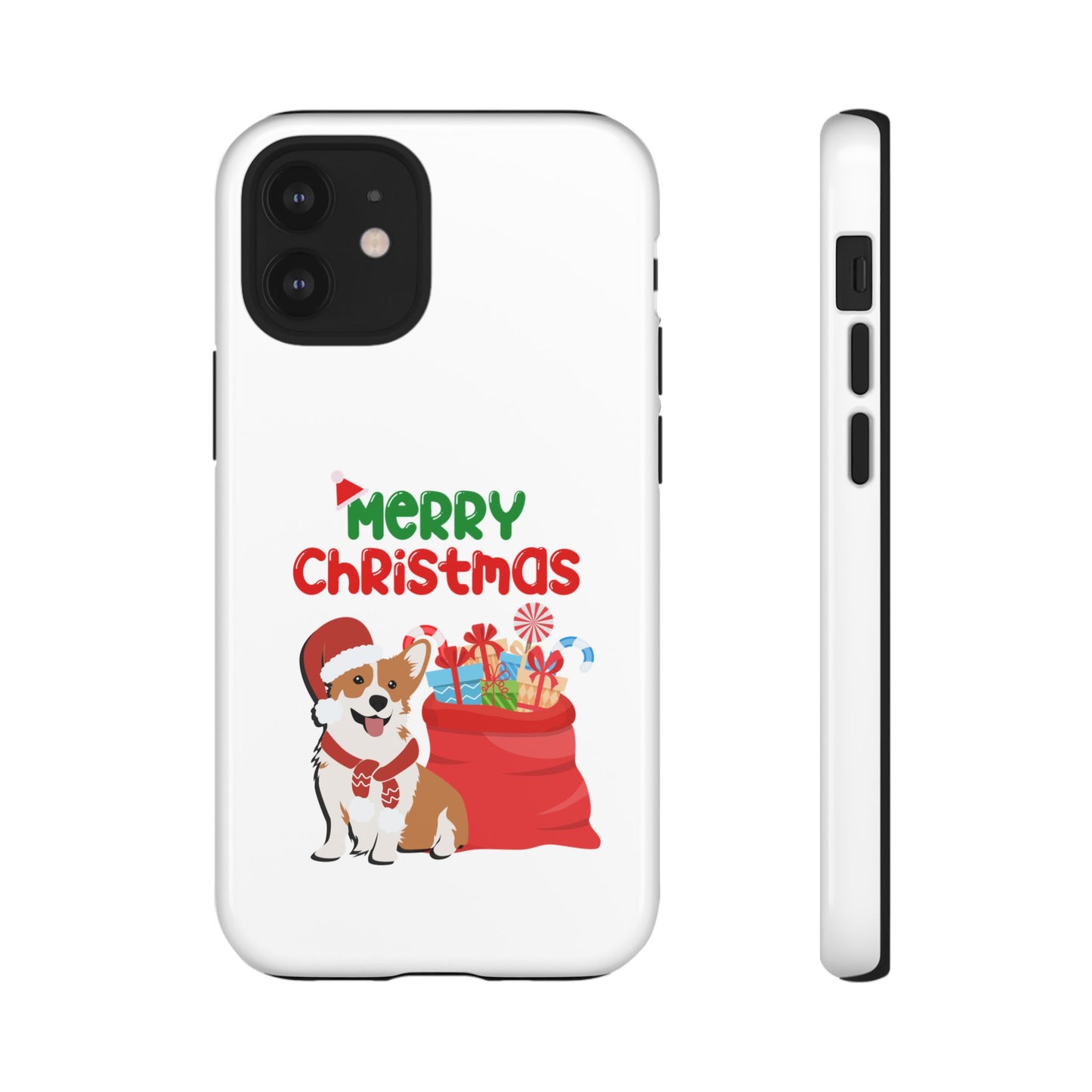 Phone Case Dog Santa Merry Christmas in White Phone Case