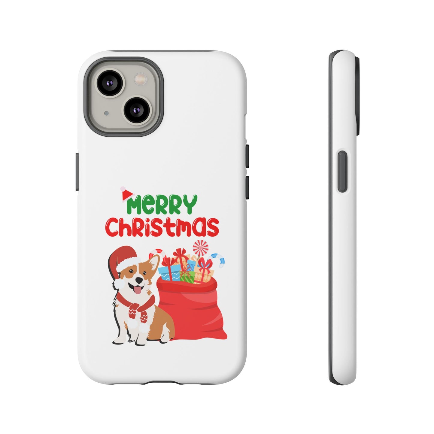 Phone Case Dog Santa Merry Christmas in White Phone Case