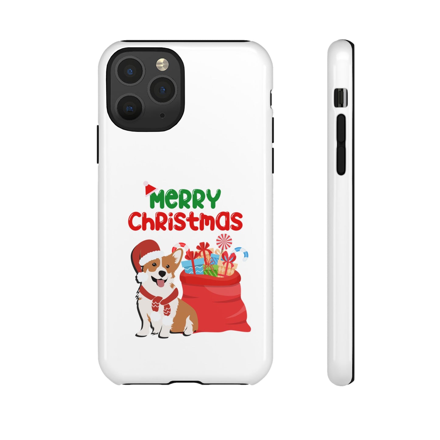 Phone Case Dog Santa Merry Christmas in White Phone Case