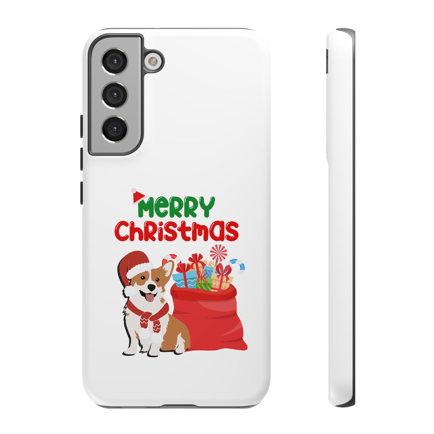 Phone Case Dog Santa Merry Christmas in White Phone Case