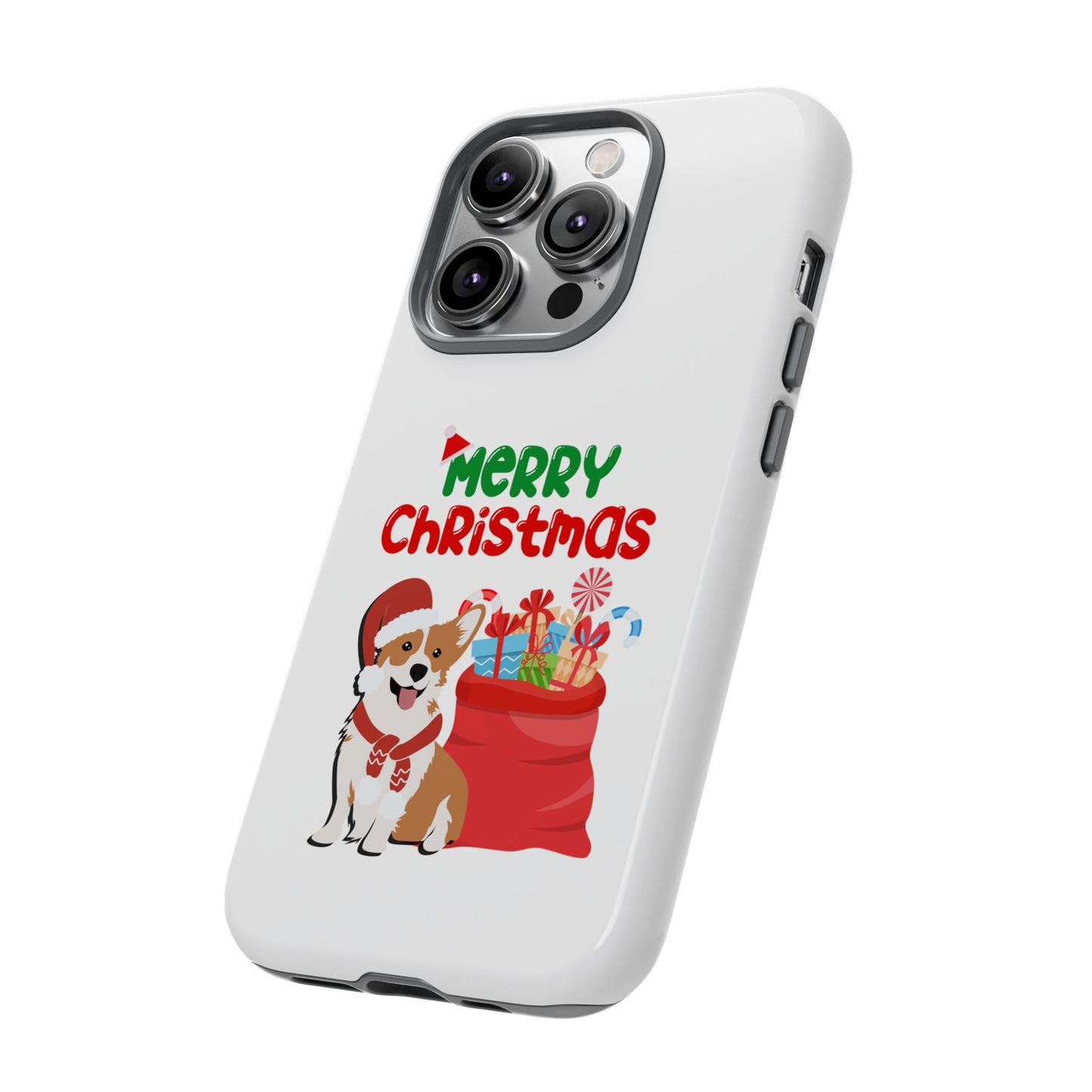 Phone Case Dog Santa Merry Christmas in White Phone Case