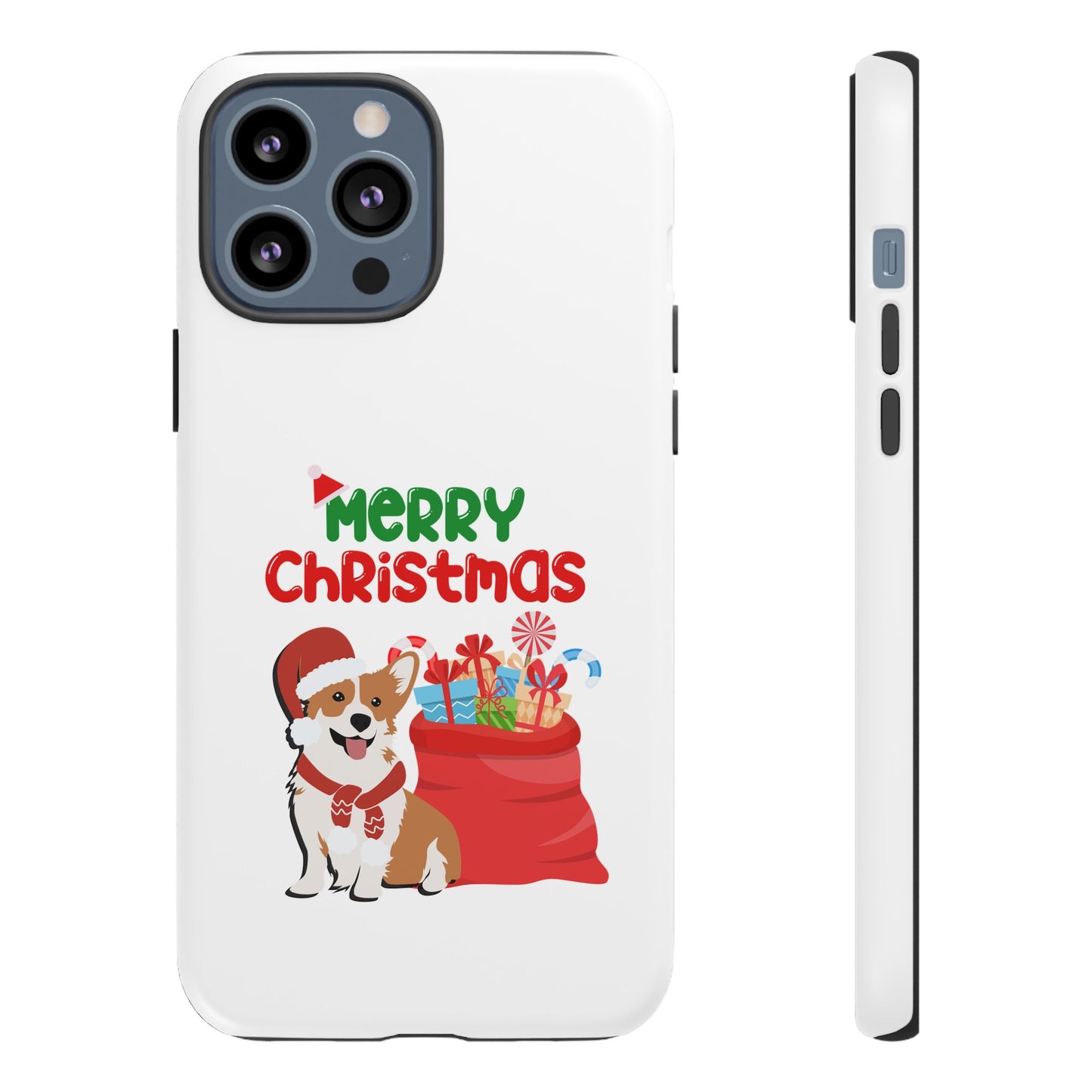 Phone Case Dog Santa Merry Christmas in White Phone Case