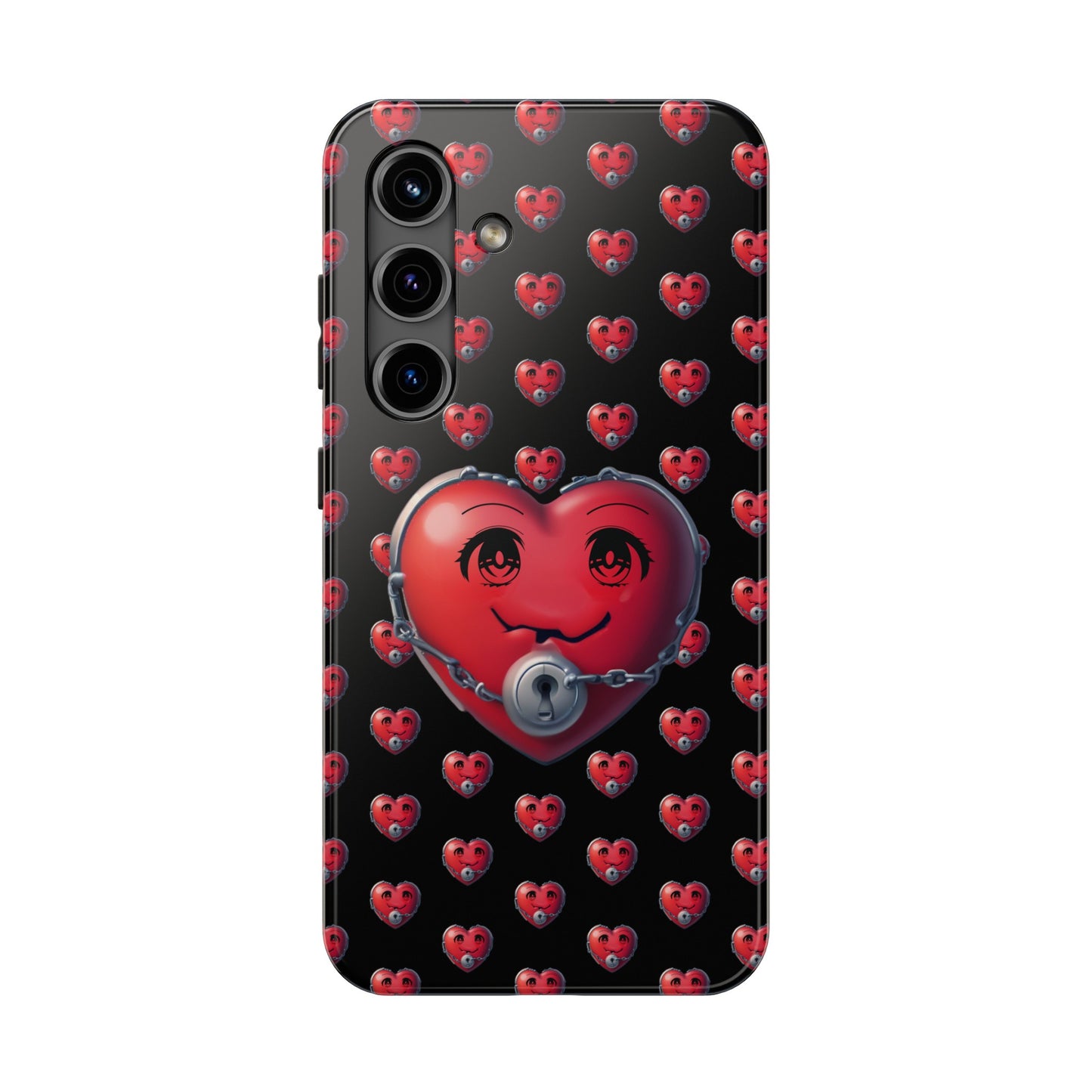 iPhone Case Locked Heart Design, Locked DownTough Phone Cases Android and iPhone, iPhone 15 Pro, Samsung Galaxy,