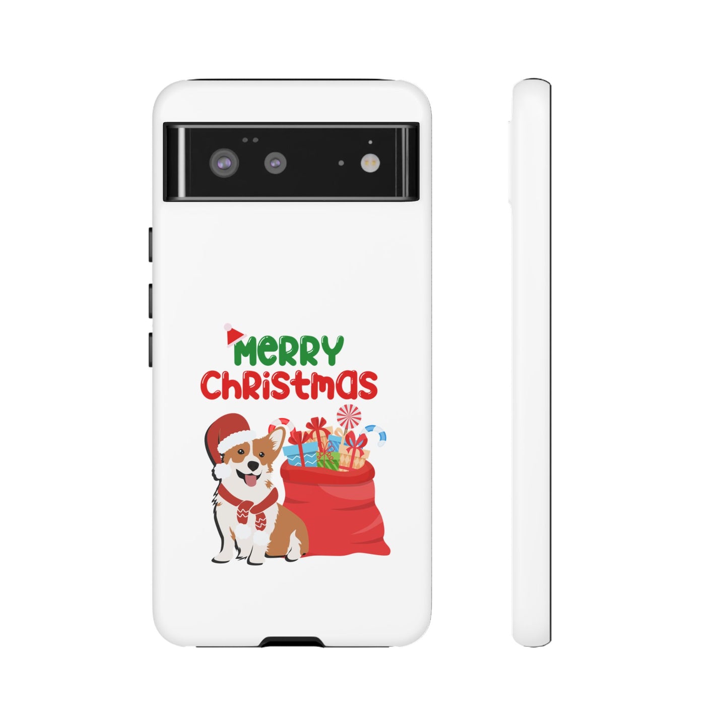 Phone Case Dog Santa Merry Christmas in White Phone Case